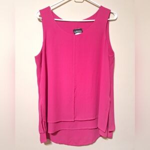 LASANIA made in canada women's sleeveless tiered hot pink size 10 blouse